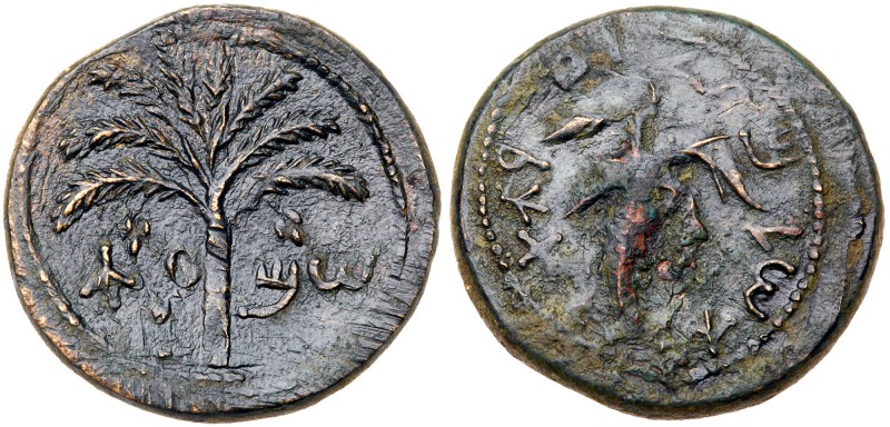 Judaea, Bar Kokhba Revolt. &AElig; Medium Bronze (14.76 g), 132-135 CE. Undated,...