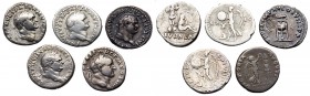 5-piece lot of Vespasian and Titus Silver Denarii