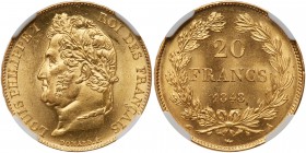 France. 20 Francs, 1848-A. NGC MS64
