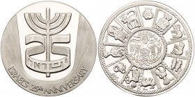 Israel. 25th Anniversary, State Platinum Medal, 1973. BU