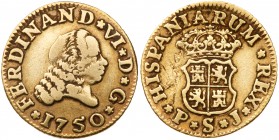 Spain. ½ Escudo, 1750-PJ (Seville). VF