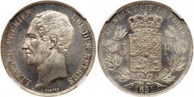 Belgium. 5 Francs, 1851. NGC MS63