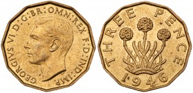 Great Britain. 12-sided brass Threepence, 1946