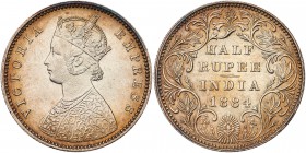 India-British. Half Rupee, 1884