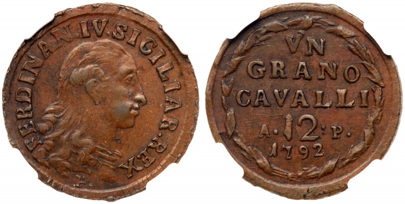 Italian States: Naples. Grano (12 Cavalli), 1792-AP. KM-205. Ferdinando IV. Bust...
