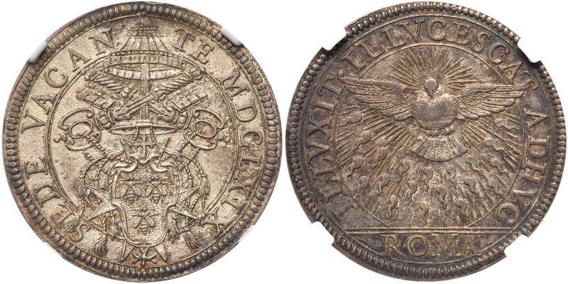 Italian States: Papal/Roman States. Teston, 1669. KM-318; Ber-1989. Sede Vacante...