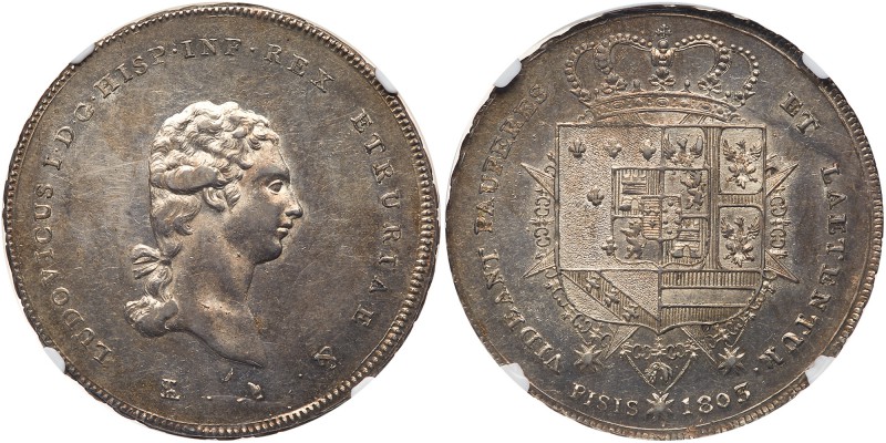Italian States: Tuscany. Francescone (10 Paoli), 1803. Dav-151; KM-C42.2. Louis ...