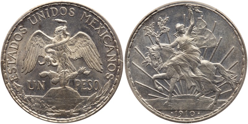 Mexico. Peso, 1910. Eliz-1054; KM-453. Caballito. Lustrous. PCGS graded MS-62. E...