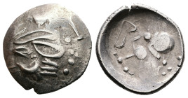Celts in Eastern Europe, circa 2nd century BC. AR Tetradrachm (Silver, 22.5 mm, 7.56 g.). “Sattelkopfpferd” Type, after types of Philip II of Macedon....