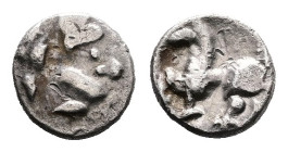 Celts in Eastern Europe, circa 2nd – 1st century BC. AR Obol (Silver, 7.8 mm, 0.42 g.).“Kapostaler Kleingeld“ Type. Celticised, laureate and bearded h...