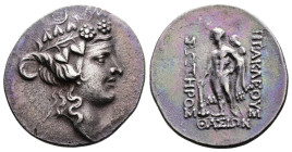Thrace. Thasos, circa 168-140 BC. AR Tetradrachm (Silver, 31.5 mm, 16.24 g.). Wreathed head of young Dionysos to right. Rev. ΗΡΑΚΛΕΟYΣ / ΣΩΤΗΡΟΣ / ΘΑΣ...