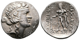 Thrace. Thasos, circa 120-75 BC. AR Tetradrachm (Silver, 31.4 mm, 16.09 g.). Wreathed head of young Dionysos to right. Rev. ΗΡΑΚΛΕΟVΣ / ΣΩΤΗΡΟΣ / ΘΑΣΙ...