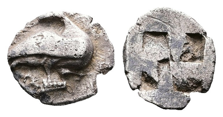 Macedon. Eion, circa 480-470 BC. AR Trihemiobol (Silver, 11 mm, 0.94 g.). Goose ...