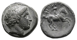 Macedon, kings. Philip II of Macedon, 356-336 BC. AE (Bronze, 18.7 mm, 6.40 g.). Uncertain mint in Macedonia. Diademed head of Apollo to right. Rev. Φ...
