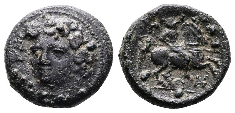 Thessaly. Larissa, circa 250 BC. AE (Bronze, 19.5 mm, 6.86 g.). Head of the nymp...