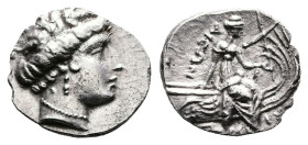 Euboea. Histiaia, ca. 181-141 BC. AR Tetrobol (Silver, 14.6 mm, 2.32 g.). Wreathed head of the nymph Histiaia to right, wearing earring and necklace. ...