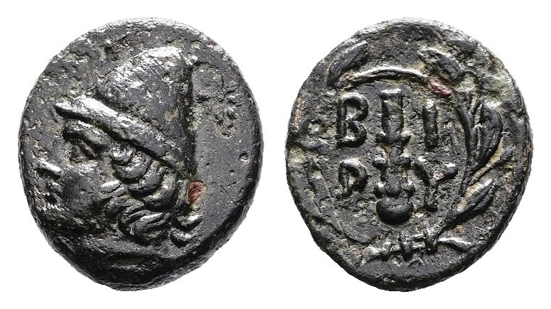 Troas. Birytis, circa 350-300 BC. AE (Bronze, 10.7 mm, 1.42 g.). Head of Kabeiro...