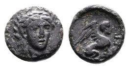 Troas. Gergis, circa 350-300 BC. AE (Bronze, 8.7 mm, 0.76 g.). Laureate head of the sibyl Herophile facing, turned slightly to the right. Rev. ΓΕΡ, sp...