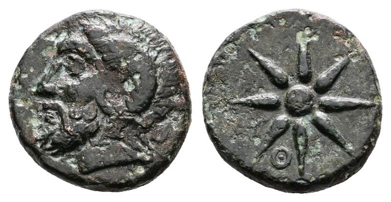 Troas. Thymbria, 4th century BC. AE (Bronze, 16 mm, 4.08 g). Laureate head of Ze...