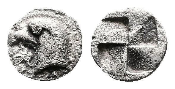 Aeolis. Kyme, circa 450-400 BC. AR Hemiobol (Silver, 7.8 mm, 0.42 g). K – [Y] (r...