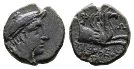Ionia. Phokaia, circa 2nd century BC. AE (Bronze, 15 mm, 3.34 g.). Timotheos, magistrate. Head of Hermes to right, wearing petasos. Rev: Φ - Ω / TIMOΘ...