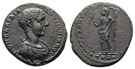 Moesia Inferior. Nicopolis ad Istrum. Diadumenian as Caesar, AD 217-218. AE (Bronze, 27.3 mm, 11.64 g.). Statius Longinus, consular legate. K Μ ΟΠЄΛΛ ...