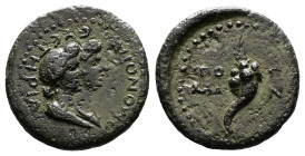 Pseudo-autonomous, AD 1-14. Tomis, Moesia. Bronze (17 mm, 2.87 g.). OMONOIA EYETHΡIA, jugate, draped busts of two females (Julia and Livia?) to right....
