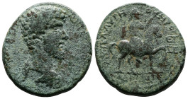 Marcus Aurelius, AD 161-169. Unknown city and province. Bronze (36 mm, 30.09 g.) Legend worn (AYT K M AYHΡ ANTΩNEINOC or similar, bare-headed, draped ...