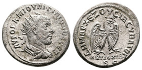 Philip I, AD 247. Antioch, Silver Tetradrachm (25 mm, 11.86 g.). AYTOK K M IOYΛI ΦΙΛΙΠΠOC CEB, radiate, draped and cuirassed bust of Philip I to right...