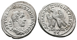 Philip I, AD 247. Antioch, Silver Tetradrachm (28mm, 11.10 g.). AYTOK K M IOYΛI ΦΙΛΙΠΠOC CEB, laureate, draped and cuirassed bust of Philip I to right...