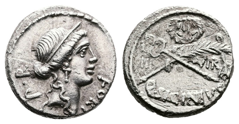 Q. Sicinius. 49 BC. Rome. Silver Denarius (17 mm. 3.52 g.). FORT P.R, diademed h...
