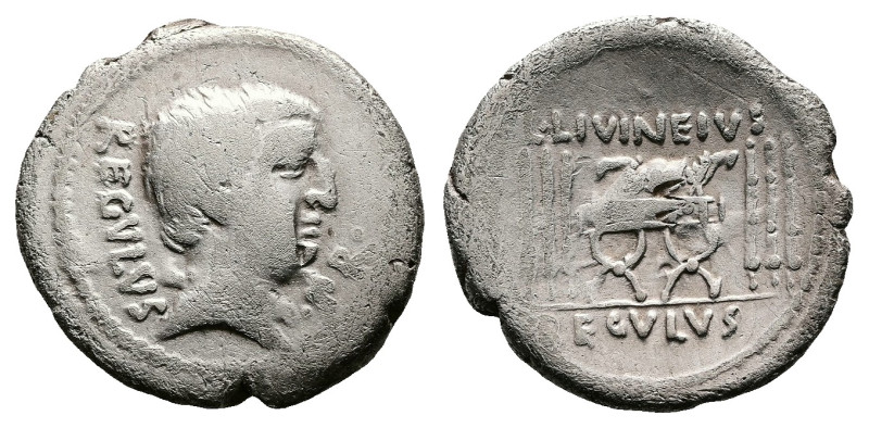 L. Livineius Regulus, 42 BC. Rome. Silver Denarius (20 mm, 3.93 g.). REGVLVS P R...