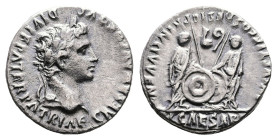 Augustus, 2 BC-ca AD 13. Lyons. Silver Denarius (18 mm, 3.61 g.). CAESAR AVGVSTVS DIVI F PATER PATRIAE, laureate head of Augustus to right. Rev. AVGVS...