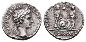 Augustus, 2 BC-ca AD 13. Lyons. Silver Denarius (19 mm, 3.81 g.). CAESAR AVGVSTVS DIVI F PATER PATRIAE, laureate head of Augustus to right. Rev. AVGVS...