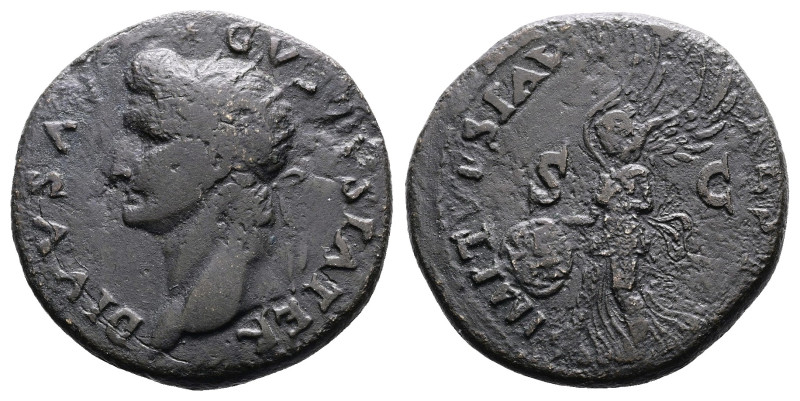 Augustus, Restoration issue struck under Titus. AD 80-81. Rome. Bronze Dupondius...