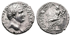 Vespasian, AD 72-73. Antioch. Silver Denarius (17 mm, 3.36 g.). (IMP CAES V)ESP AVG PO X COS IIII, laureate head of Vespasian to right. Rev. CONCORDIA...