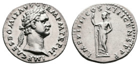 Domitian, AD 87. Rome. Silver Denarius (20 mm, 3.55 g.). IMP CAES DOMIT AVG GERM PM TRP VI, laureate head of Domitian to right. Rev. IMP XIIII COS XII...