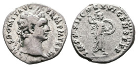Domitian, AD 92. Rome. Silver Denarius (18 mm, 3.18 g.). IMP CAES DOMIT AVG GERM PM TRP XII, laureate head of Domitian to right. Rev. IMP XXII COS XVI...