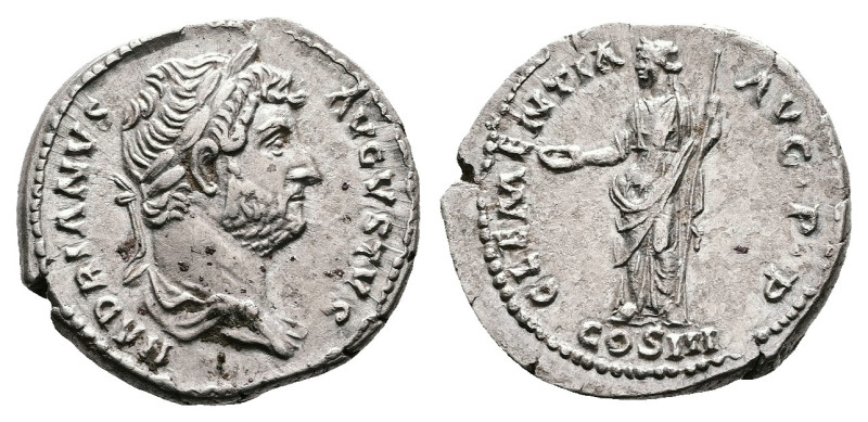Hadrian, AD 129-130. Rome. Silver Denarius.(19 mm, 3.52 g.). HADRIANVS AVGVSTVS,...