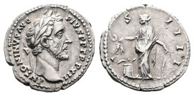 Antoninus Pius, AD 138-161. Rome. Silver Denarius (18 mm, 2.99 g.). ANTONINVS AVG PIVS P P TR P XII, laureate head of Antoninus Pius to right. Rev. CO...