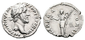 Antoninus Pius, AD 138-161. Rome. Silver Denarius (18 mm, 3.26 g.). ANTONINVS AVG PIVS P P TR P COS III, laureate head of Antoninus Pius to right. Rev...