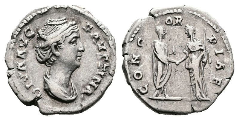 Diva Faustina I, Posthumous issue, AD 141. Rome. Silver Denarius (18 mm, 2.94 g....