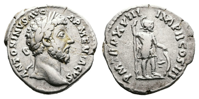 Marcus Aurelius, AD 164. Rome. Silver Denarius. ANTONINVS AVG ARMENIACVS, laurea...