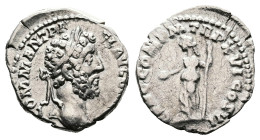 Commodus, AD 190-191. Rome. Silver Denarius (19 mm, 2.69 g.). M COMM ANT P FEL AVG BRIT P P, laureate head of Commodus to right. Rev. CONC COM P M TR ...