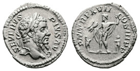 Septimius Severus, AD 209. Rome. Silver Denarius (19 mm, 2.31 g.). SEVERVS PIVS AVG, laureate head of Septimius Severus to right. Rev. P M TR P XVII C...