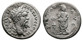 Septimius Severus, AD 194. Emesa. Silver Denarius (18 mm, 3.31 g.). IMP CAE L SEP SEV PERT AVG COS II, laureate head of Septimius Severus to right. Re...