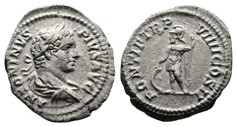 Caracalla, AD 206. Rome. Silver Denarius (20 mm, 3.18 g.). ANTONINVS PIVS AVG, l...