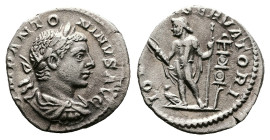 Elagabalus, AD 218-222. Rome. Silver Denarius (18 mm, 2.54 g.). IMP ANTONINVS AVG, laureate, draped and cuirassed bust of Elagabalus to right. Rev. IO...