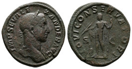 Severus Alexander, AD 222-231. Rome. Bronze Sestertius (30 mm, 20.38 g.). IMP SEV ALEXANDER AVG, laureate head of Severus Alexander to right, slight d...