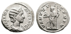 Julia Mamaea, AD 222-235. Rome. Silver Denarius (20 mm, 3.61 g.). IVLIA MAMAEA AVG, diademed and draped bust of Julia Mamaea to right. Rev. VENVS VICT...